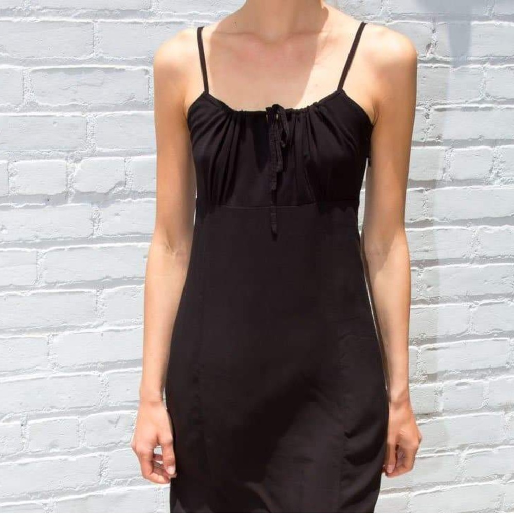 Black Tie-Front Mini Dress